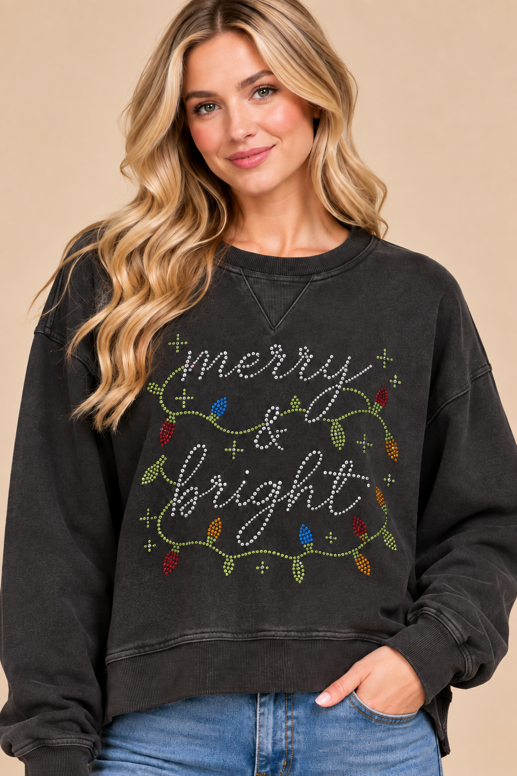 Merry & Bright Rhinestone Salt Air Sweatshirt