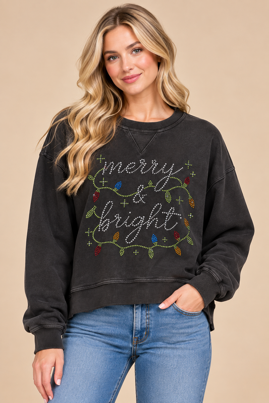Merry & Bright Rhinestone Salt Air Sweatshirt