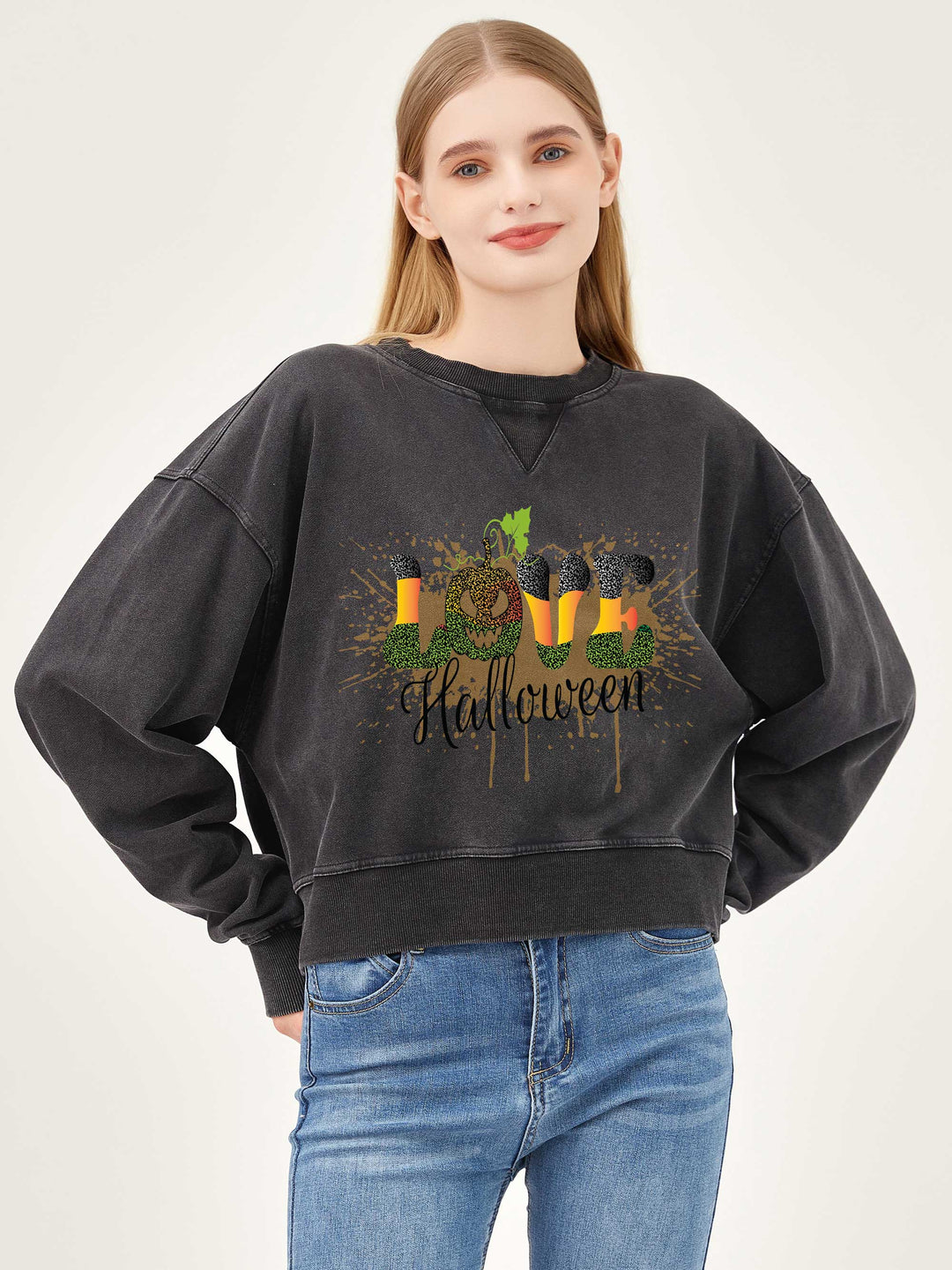 Salt Air Sweatshirt with Graphic Love Halloween