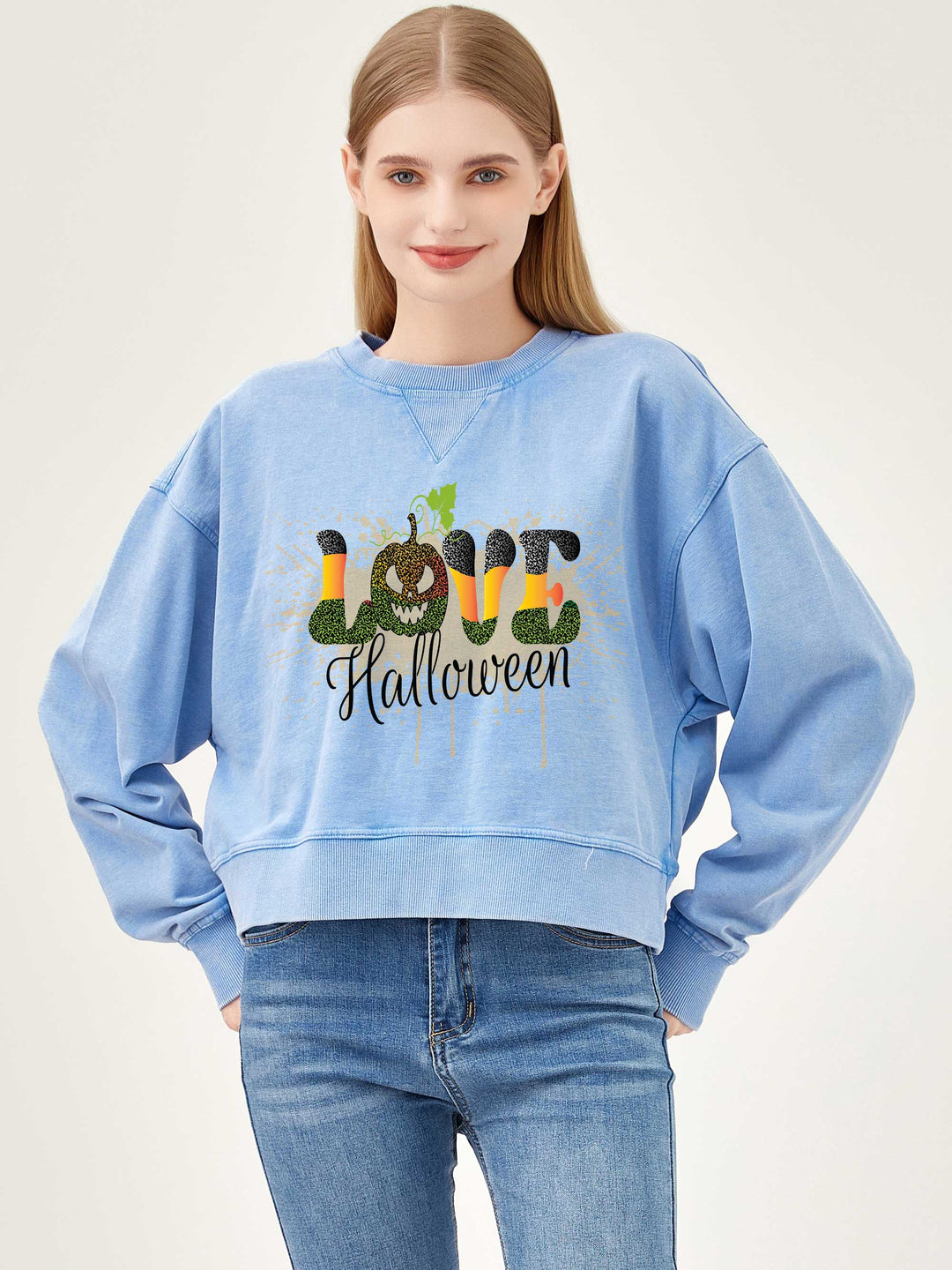 Salt Air Sweatshirt with Graphic Love Halloween
