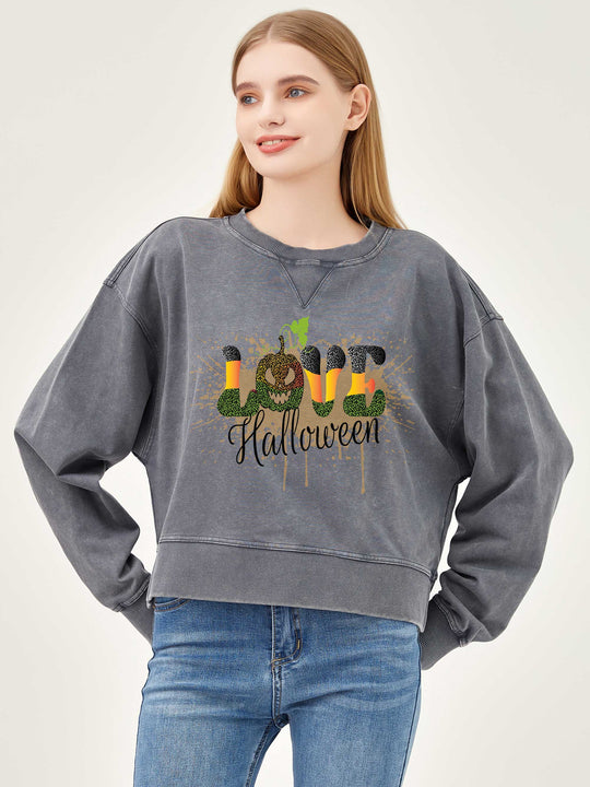 Salt Air Sweatshirt with Graphic Love Halloween