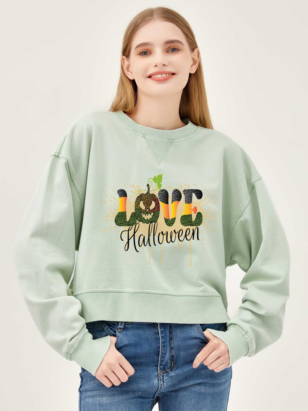 Salt Air Sweatshirt with Graphic Love Halloween