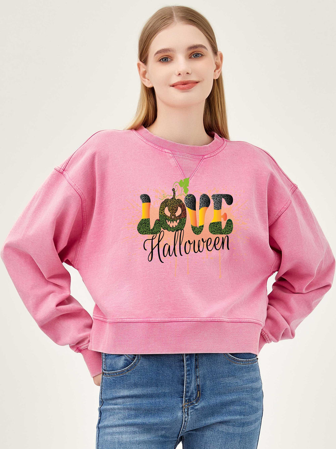 Salt Air Sweatshirt with Graphic Love Halloween