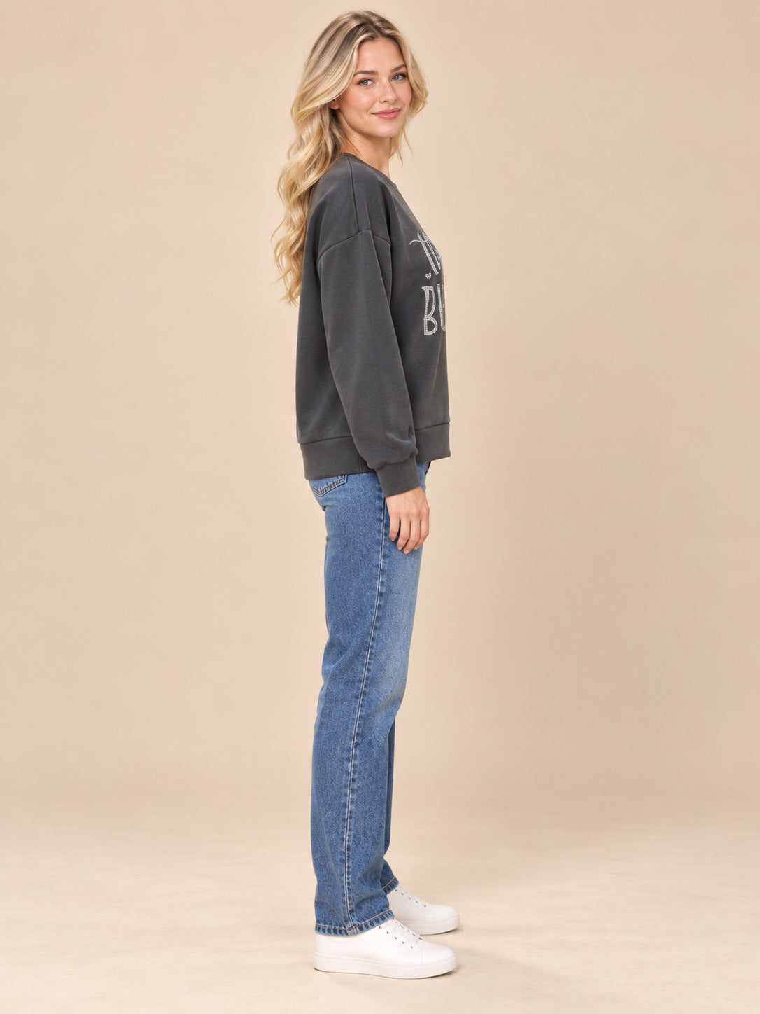 Grateful Thankful Blessed Rhinestone Crewneck