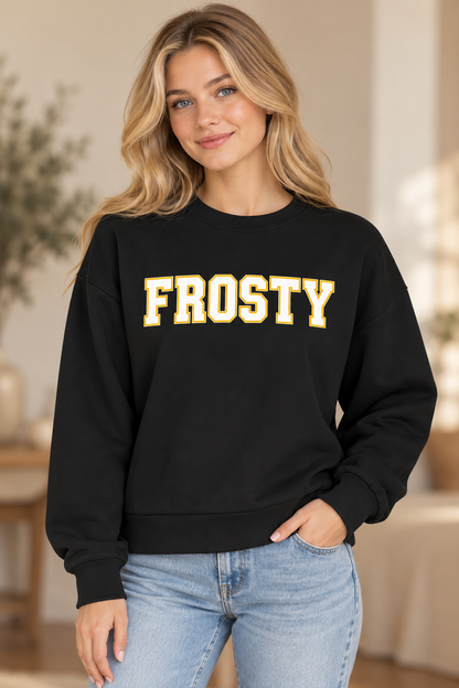 FROSTY Varsity Christmas Sweatshirt – Black