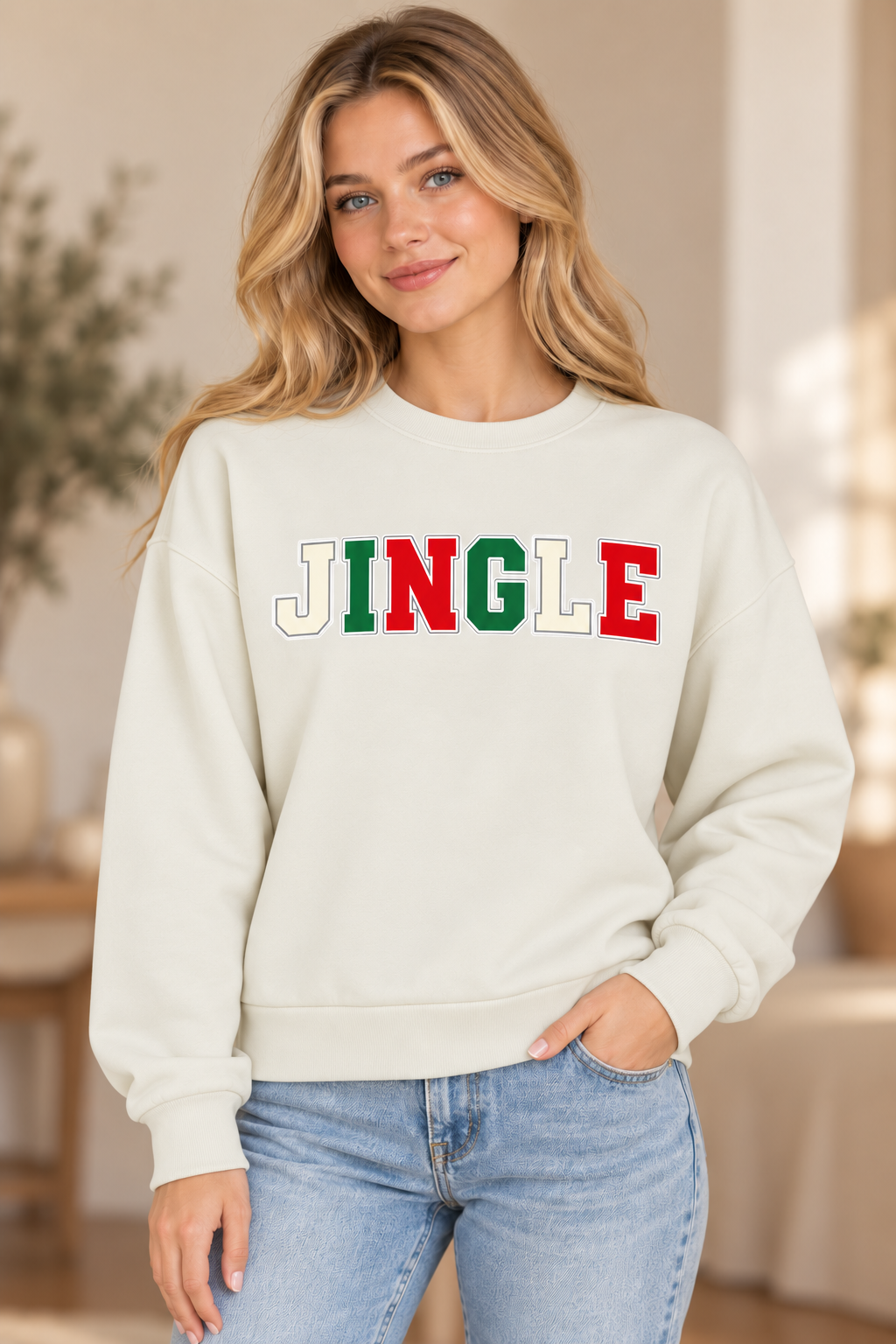 JINGLE Christmas Crewneck Sweatshirt – Ivory