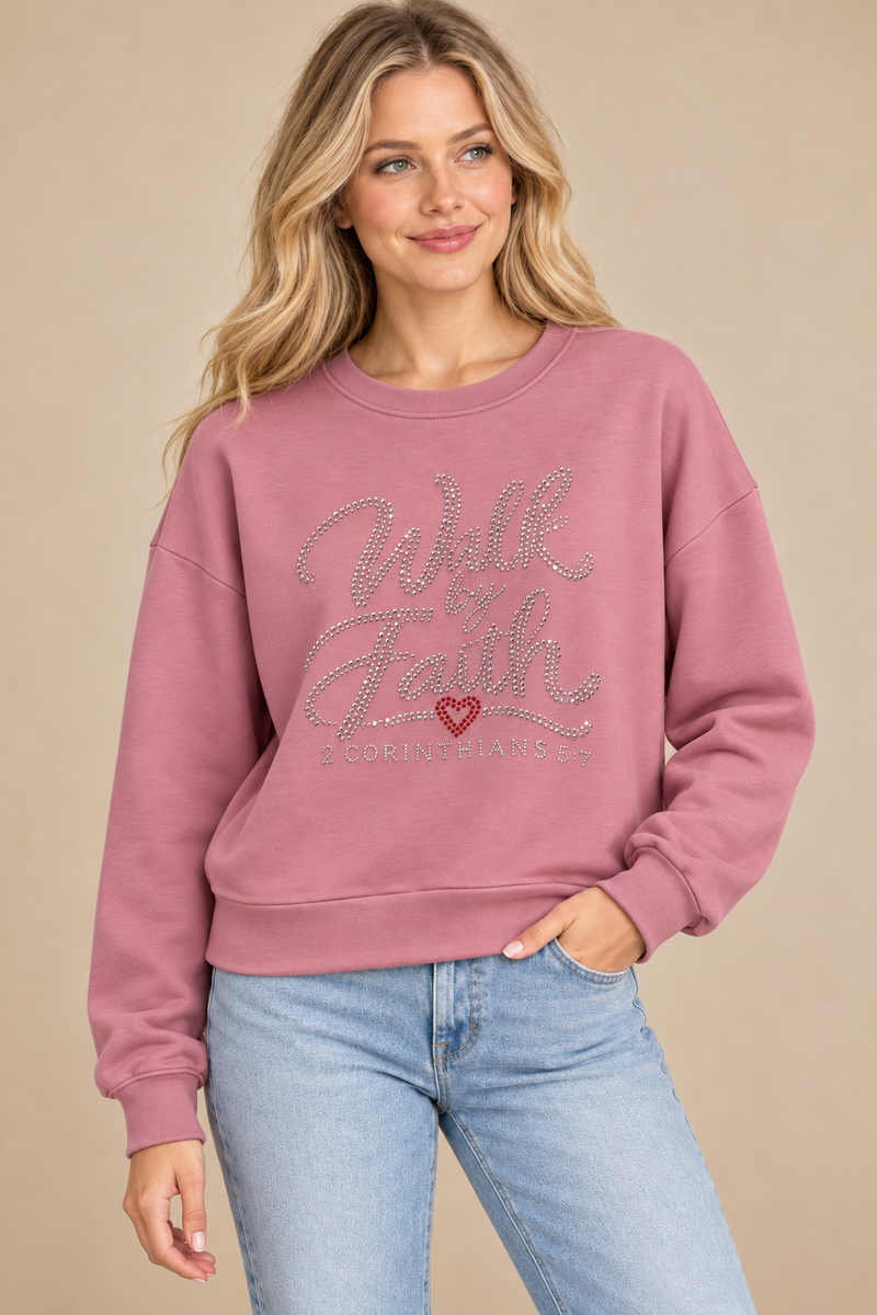 Walk by Faith Rhinestone Sweatshirt