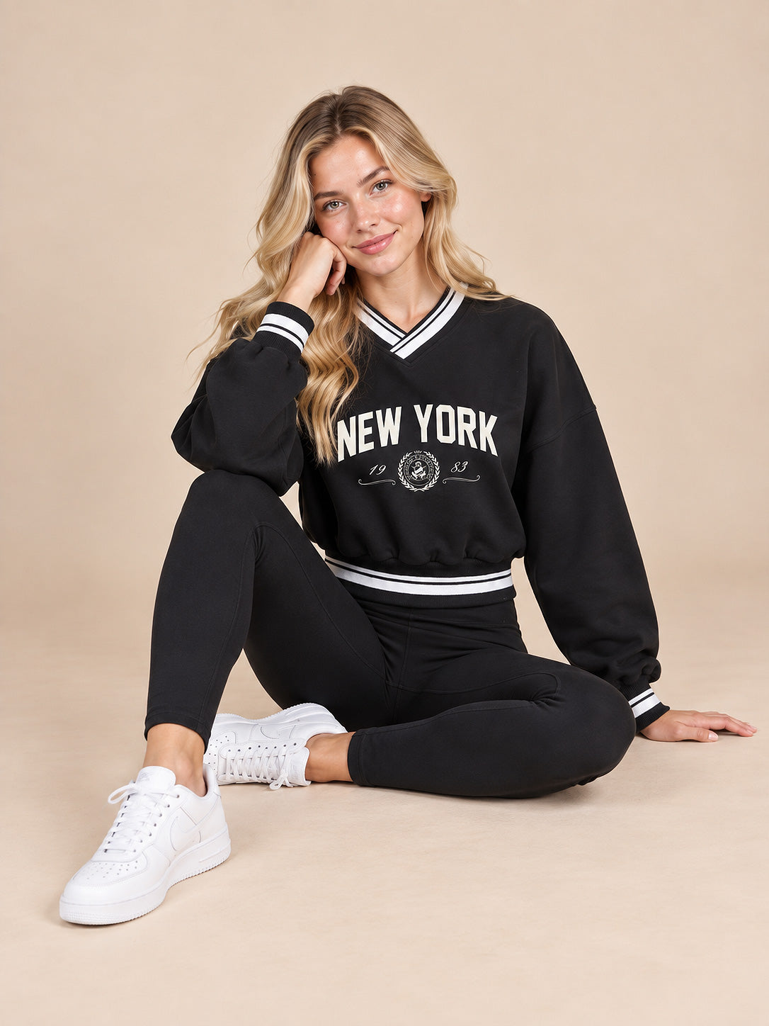 New York V Neck Soft Sweatshirt
