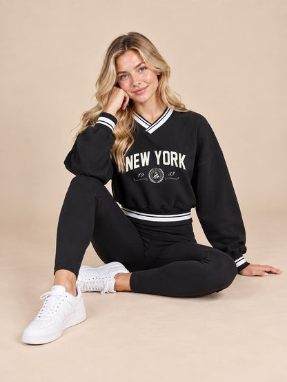 New York V Neck Soft Sweatshirt