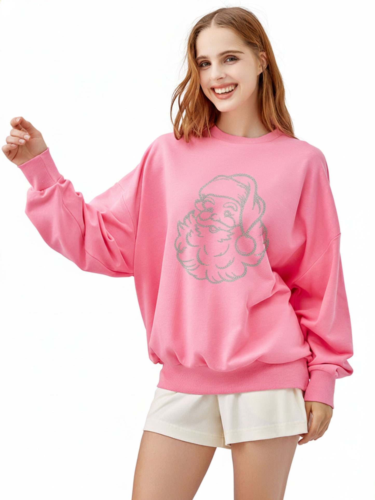 Comfy Crewneck Sweatshirt-Santa Claus-Hot Fix