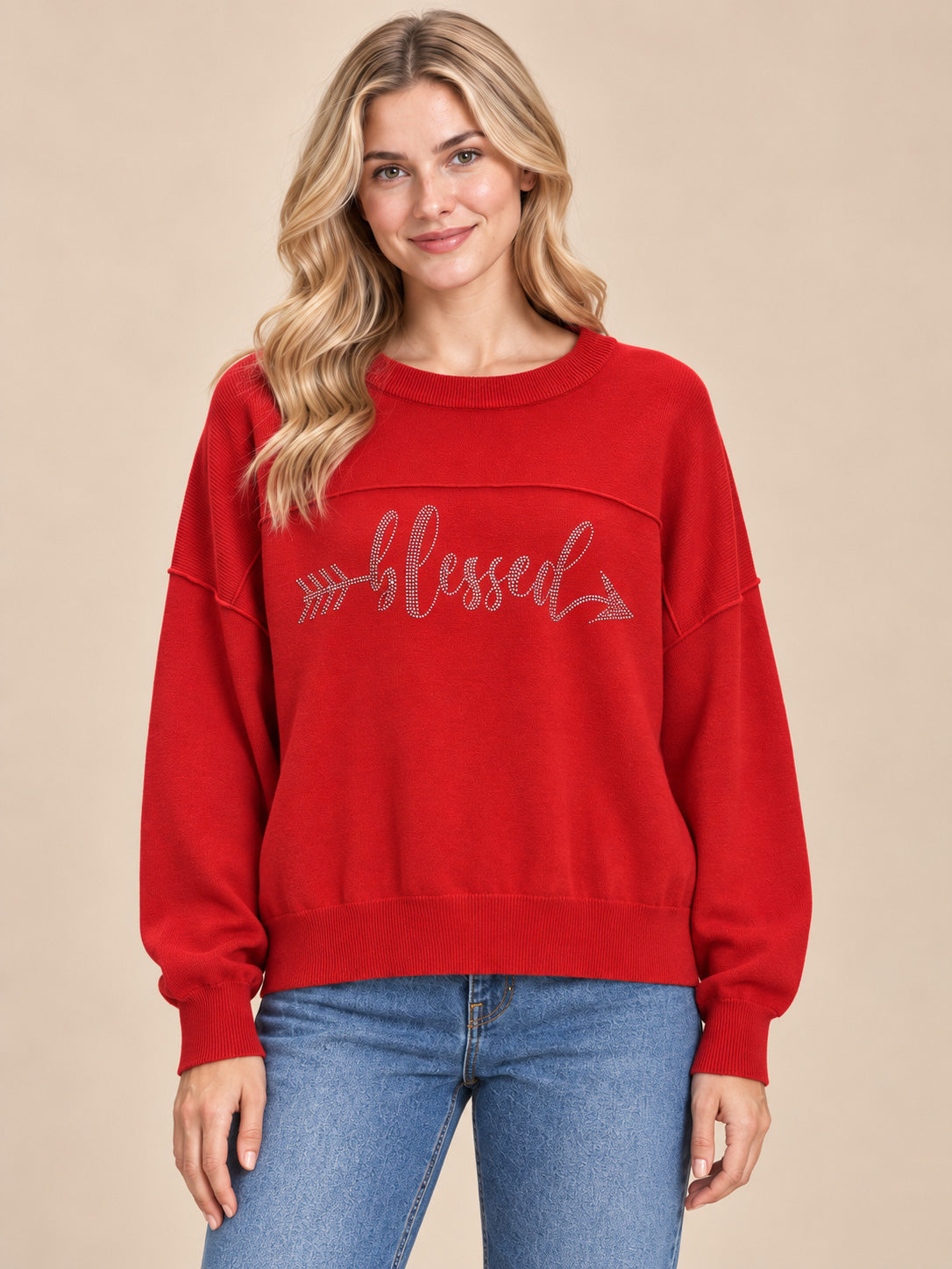 Blessed Rhinestone Sweater