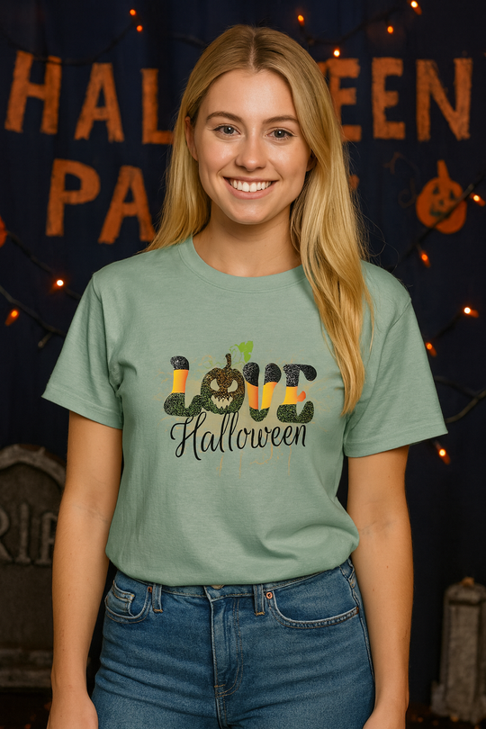 Cloud Feel Tee with Graphic Love Halloween