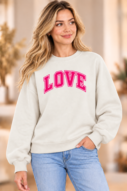 LOVE Varsity Crewneck Sweatshirt – Ivory