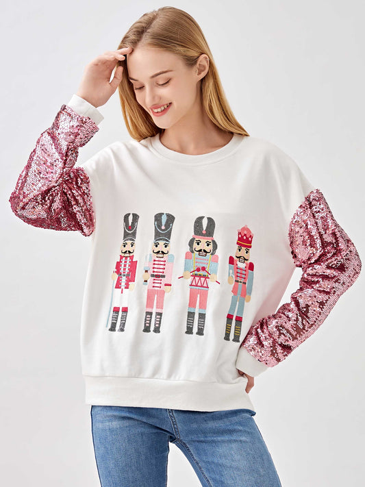 Nutcracker Sequin Sleeve Top