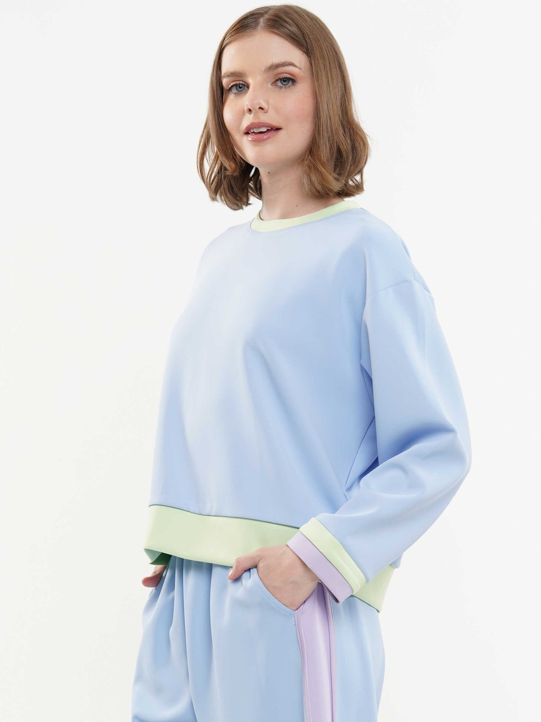 Color Block Long Sleeve & Pants 2-Piece Set