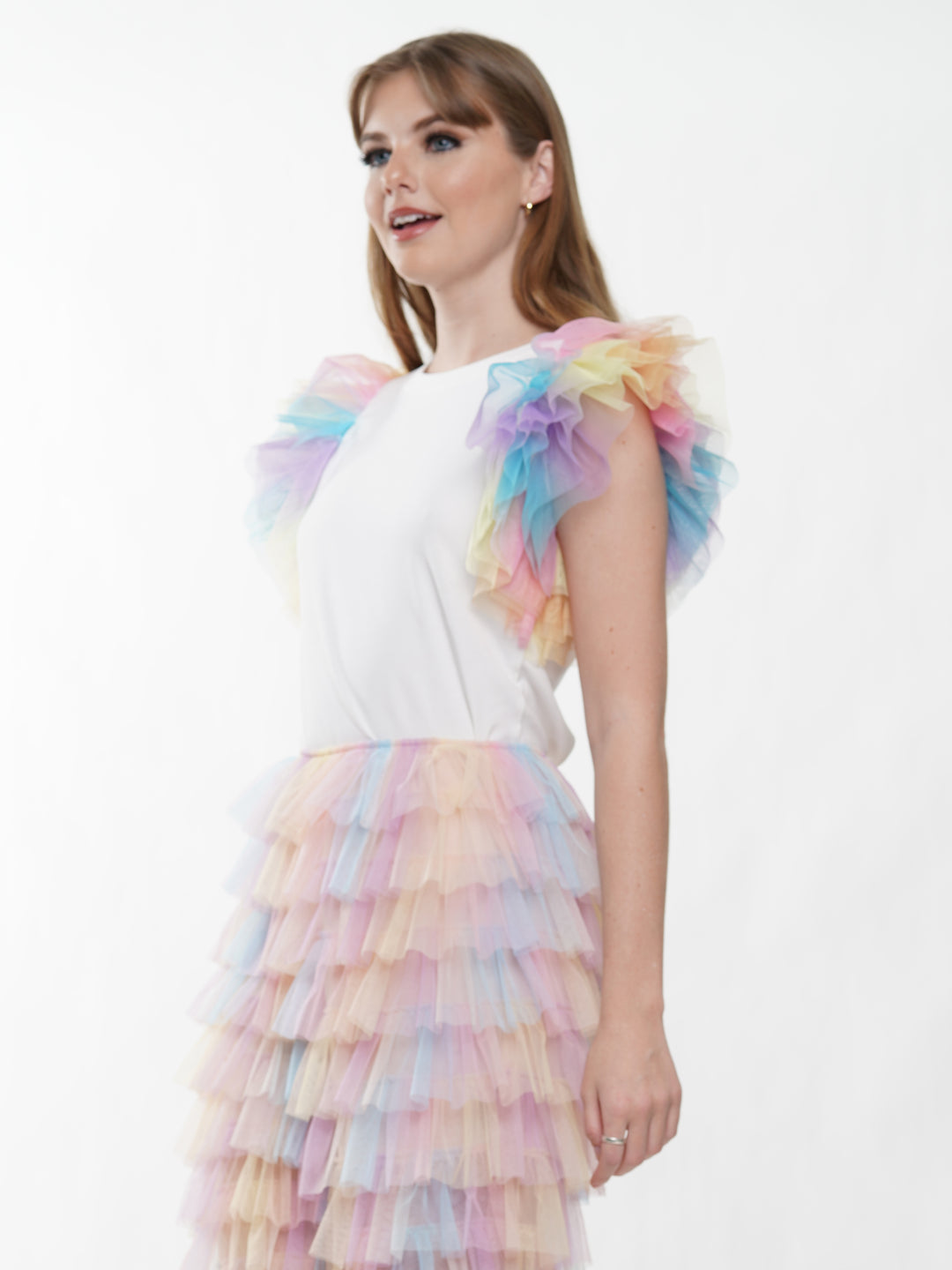 Rainbow Mesh Sleeve Top