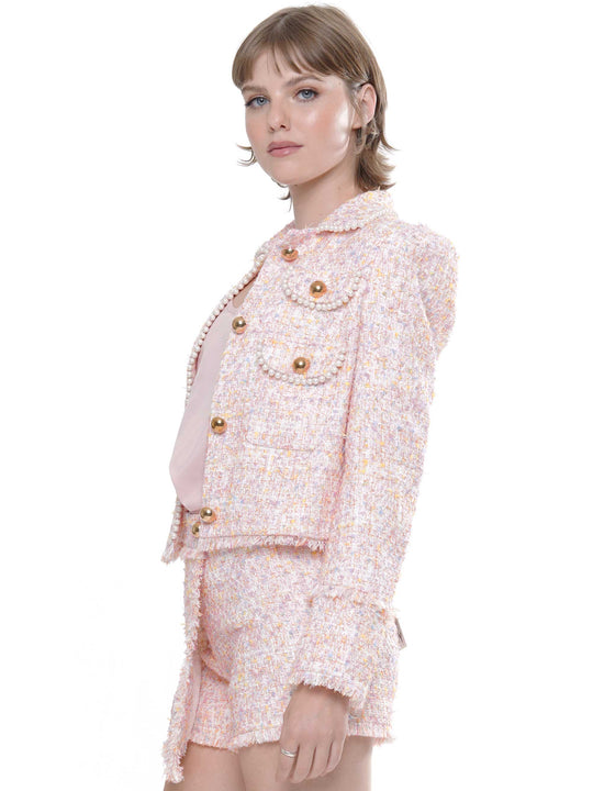 Pearl embellished tweed jacket