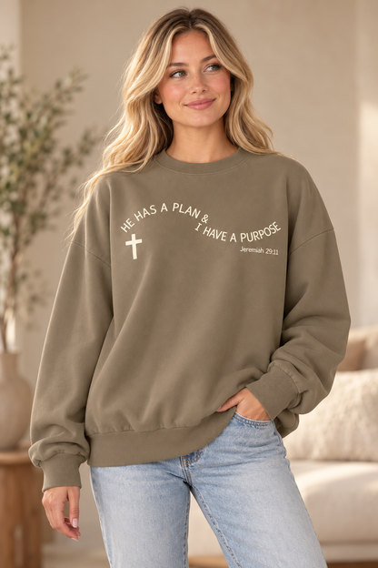 He Has a Plan, I Have a Purpose Oversized Sweatshirt