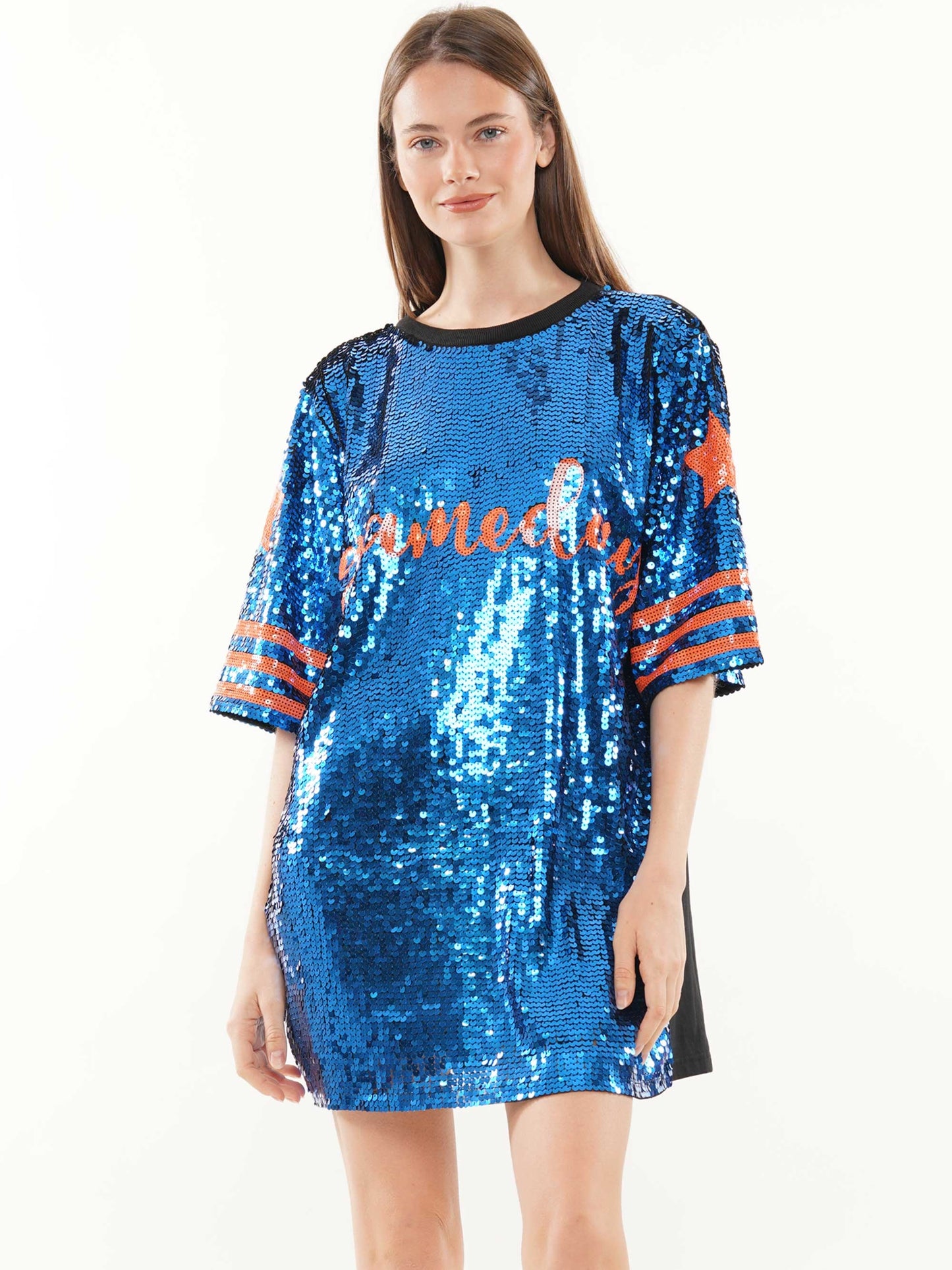 Game day with star on side sequin dress