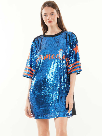 Game day with star on side sequin dress