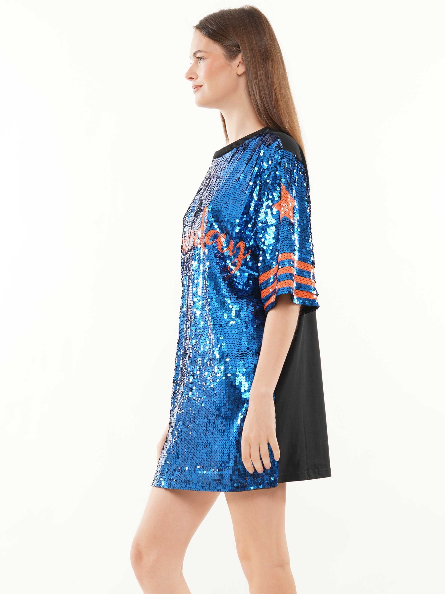Game day with star on side sequin dress