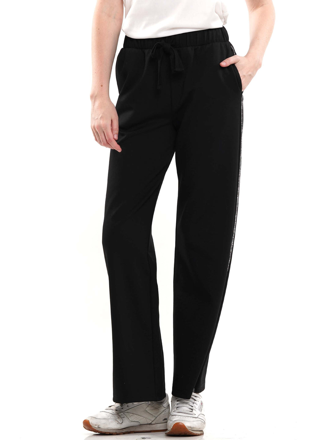 Heat Stone Embellished Wide Legged Pants