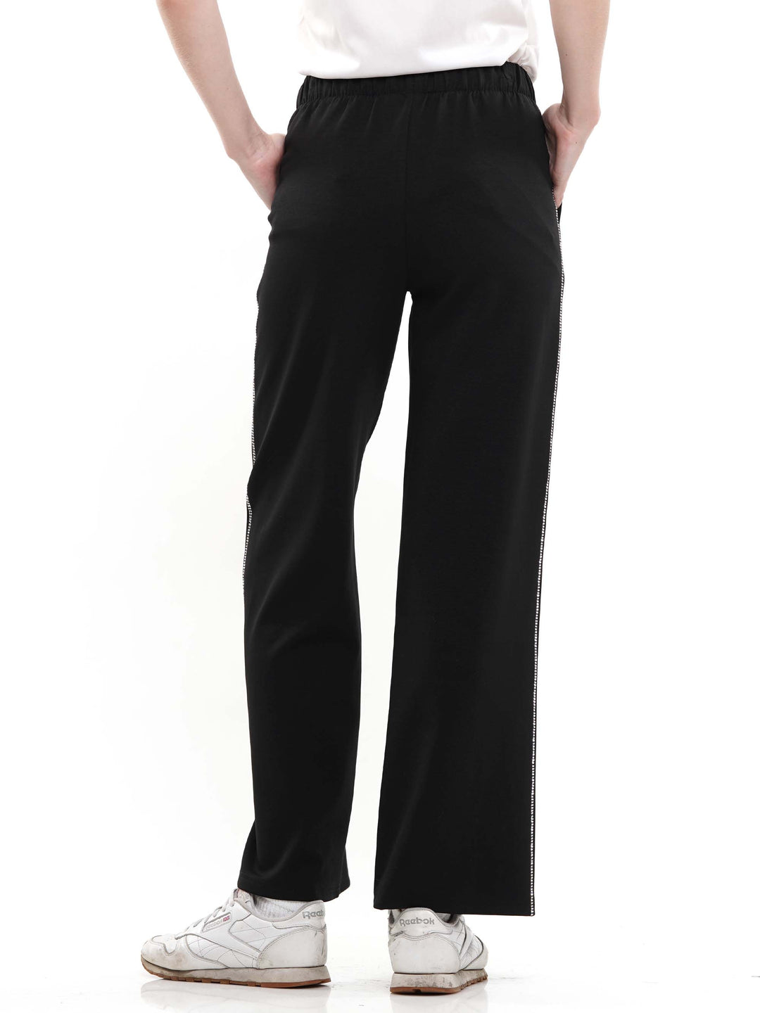 Heat Stone Embellished Wide Legged Pants