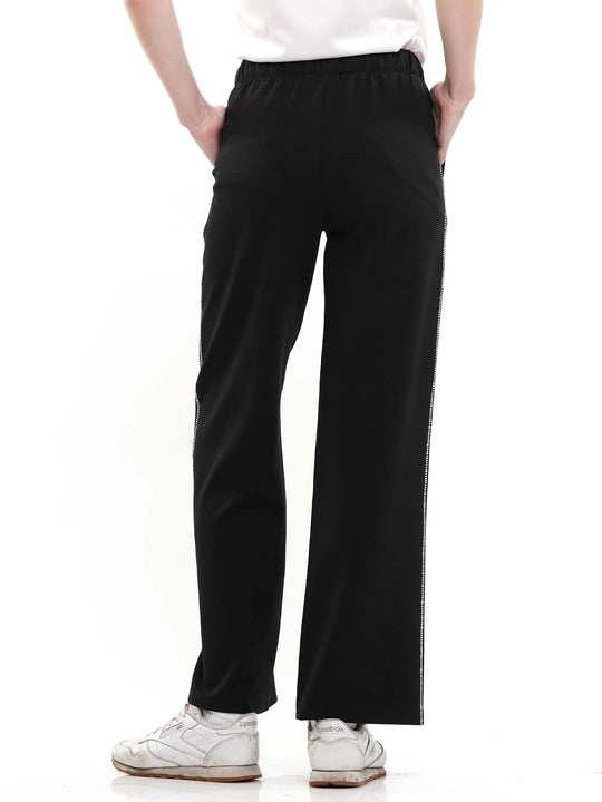 Heat Stone Embellished Wide Legged Pants