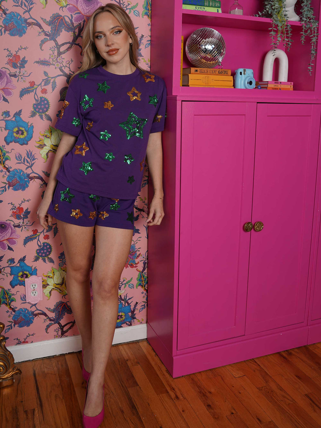 Star Sequin Embroidery Shorts