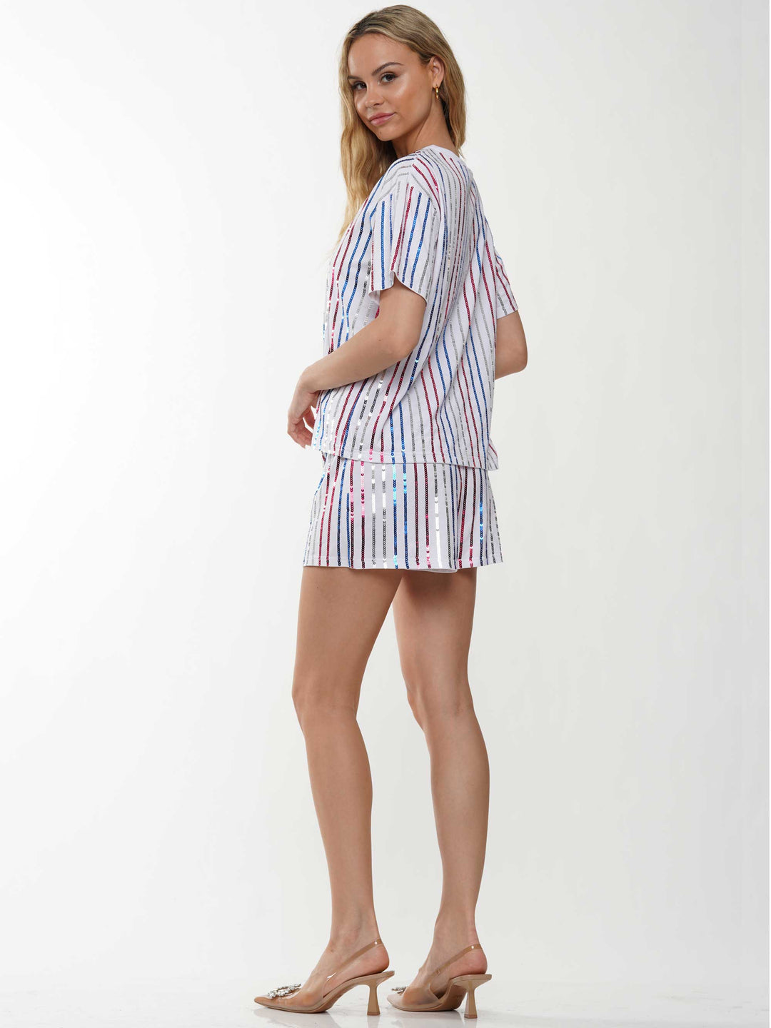 4th Of July Sequin Stripe Shorts