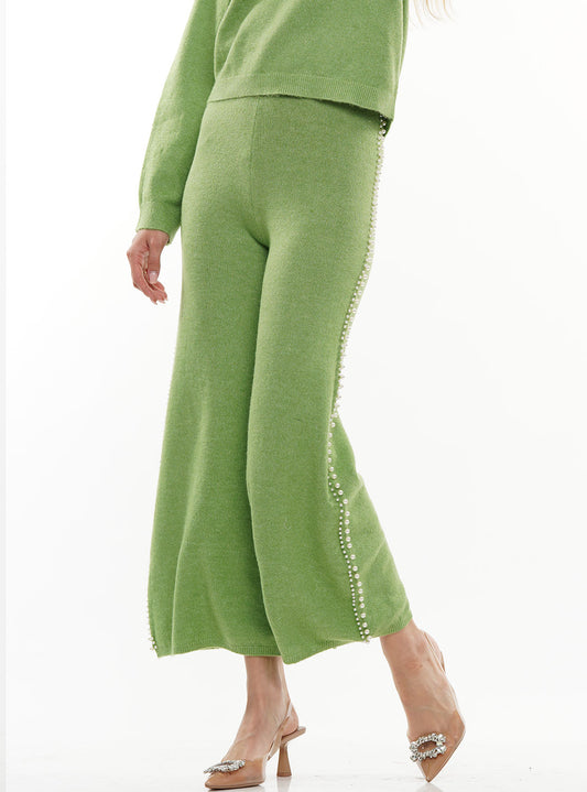 Pearl Trimmed Sweater Pants