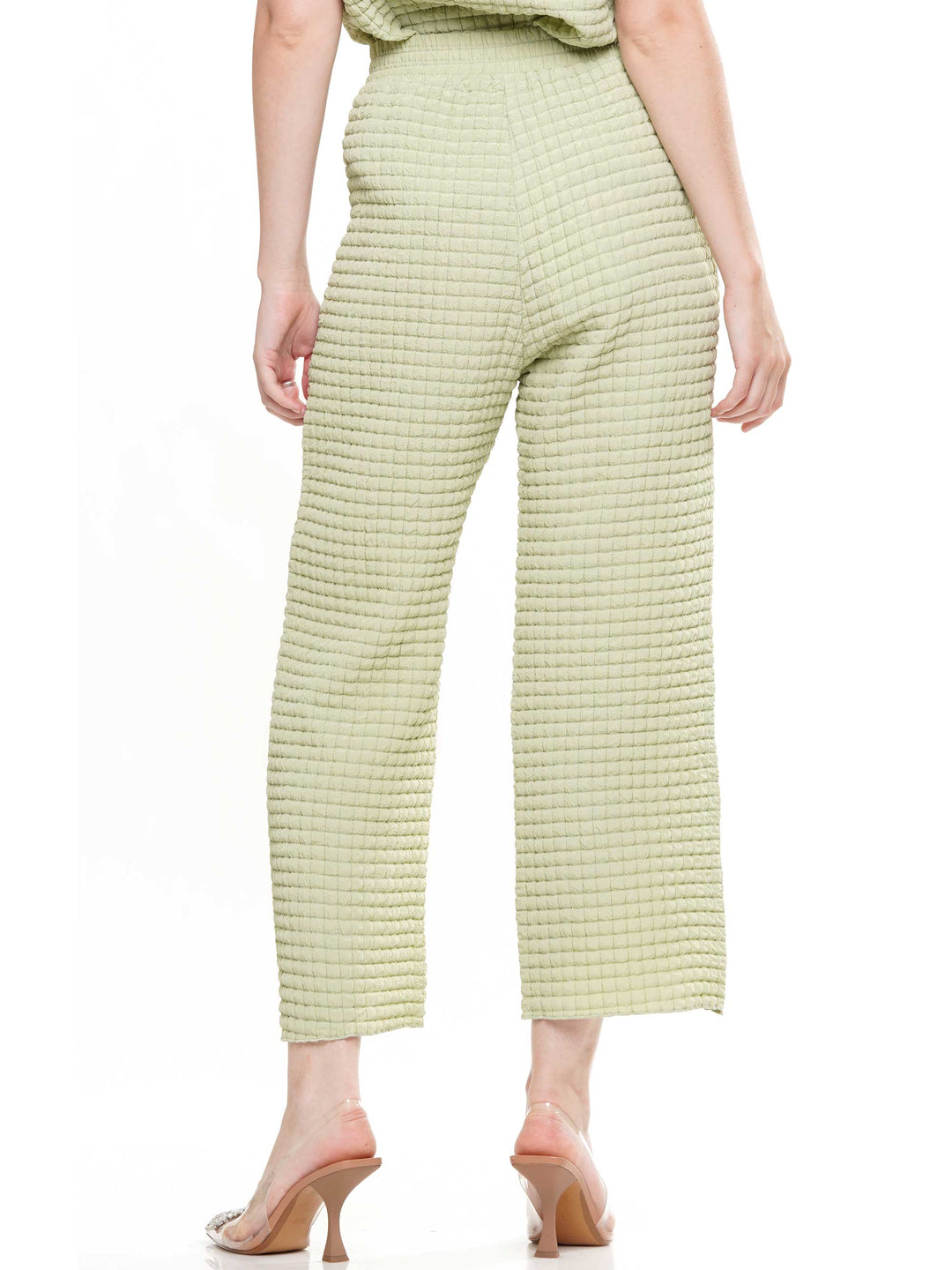 Waffle Textured Mock Neck Short Sleeve & Pants Set