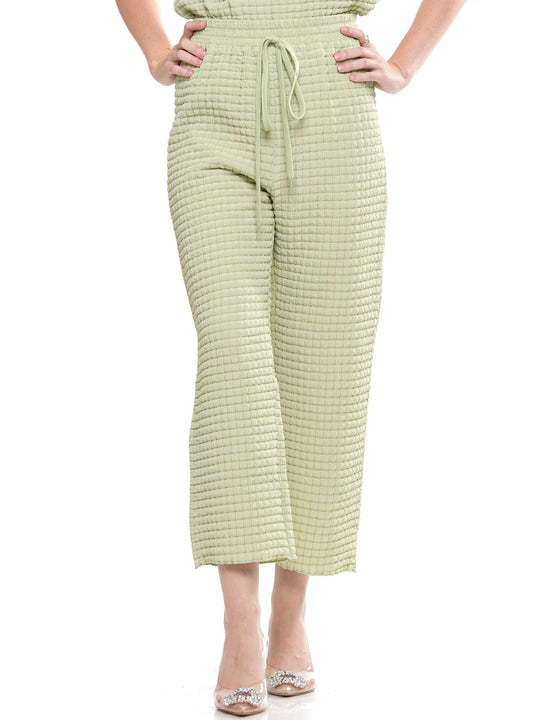 Waffle Textured Mock Neck Short Sleeve & Pants Set