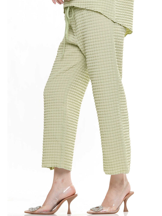 Waffle Textured Mock Neck Short Sleeve & Pants Set