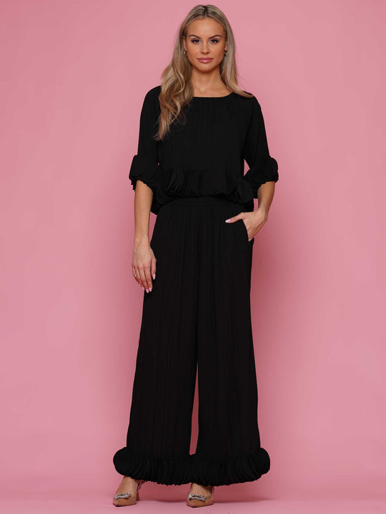 3d circle embellished off the shoulder top & pants