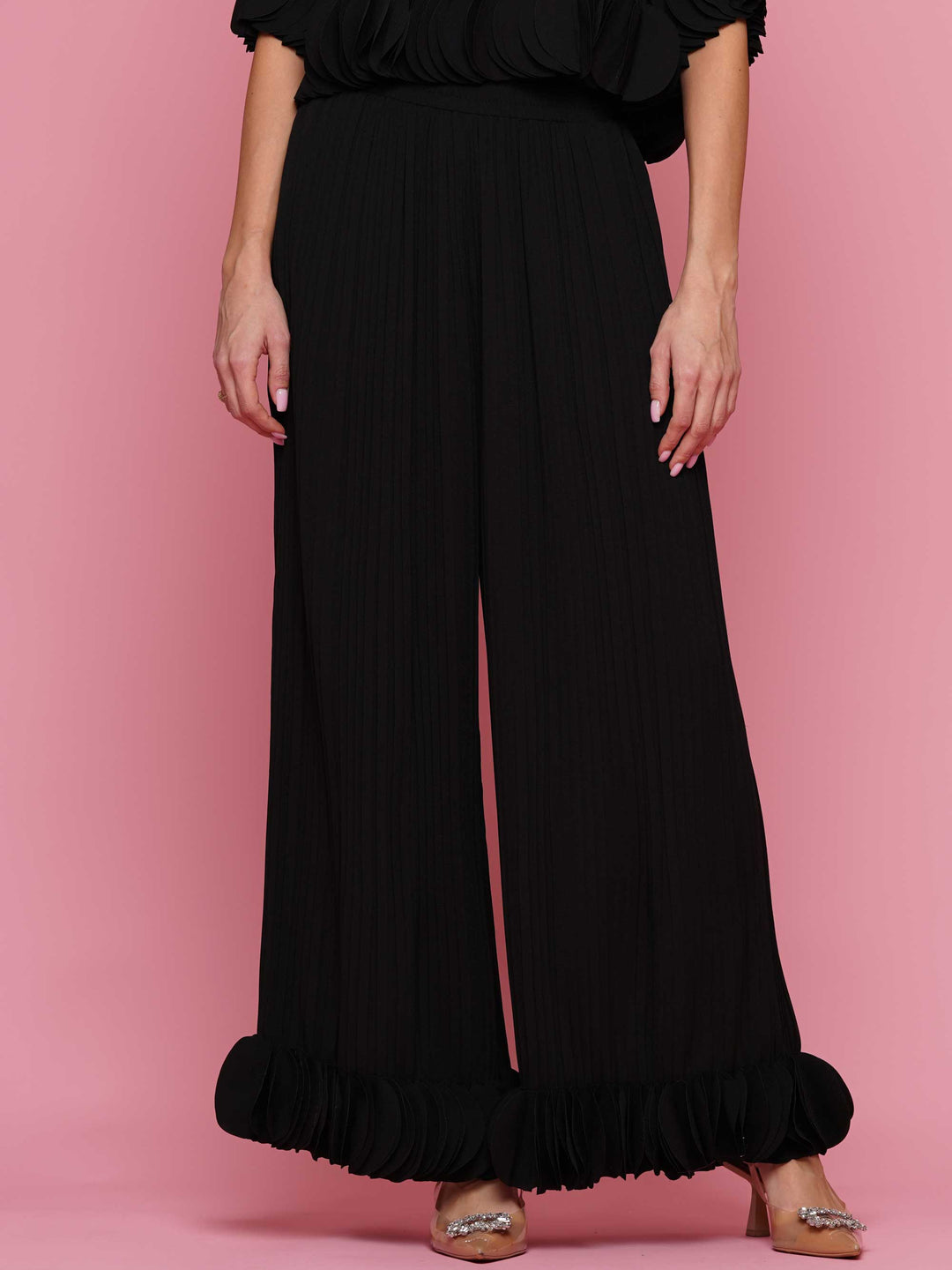 3d circle embellished off the shoulder top & pants