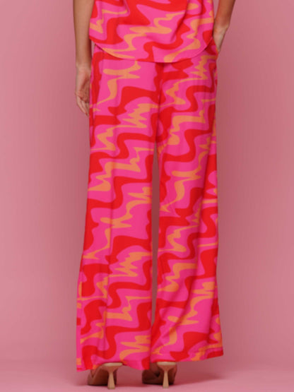 Wavy Print Top & Pants Set
