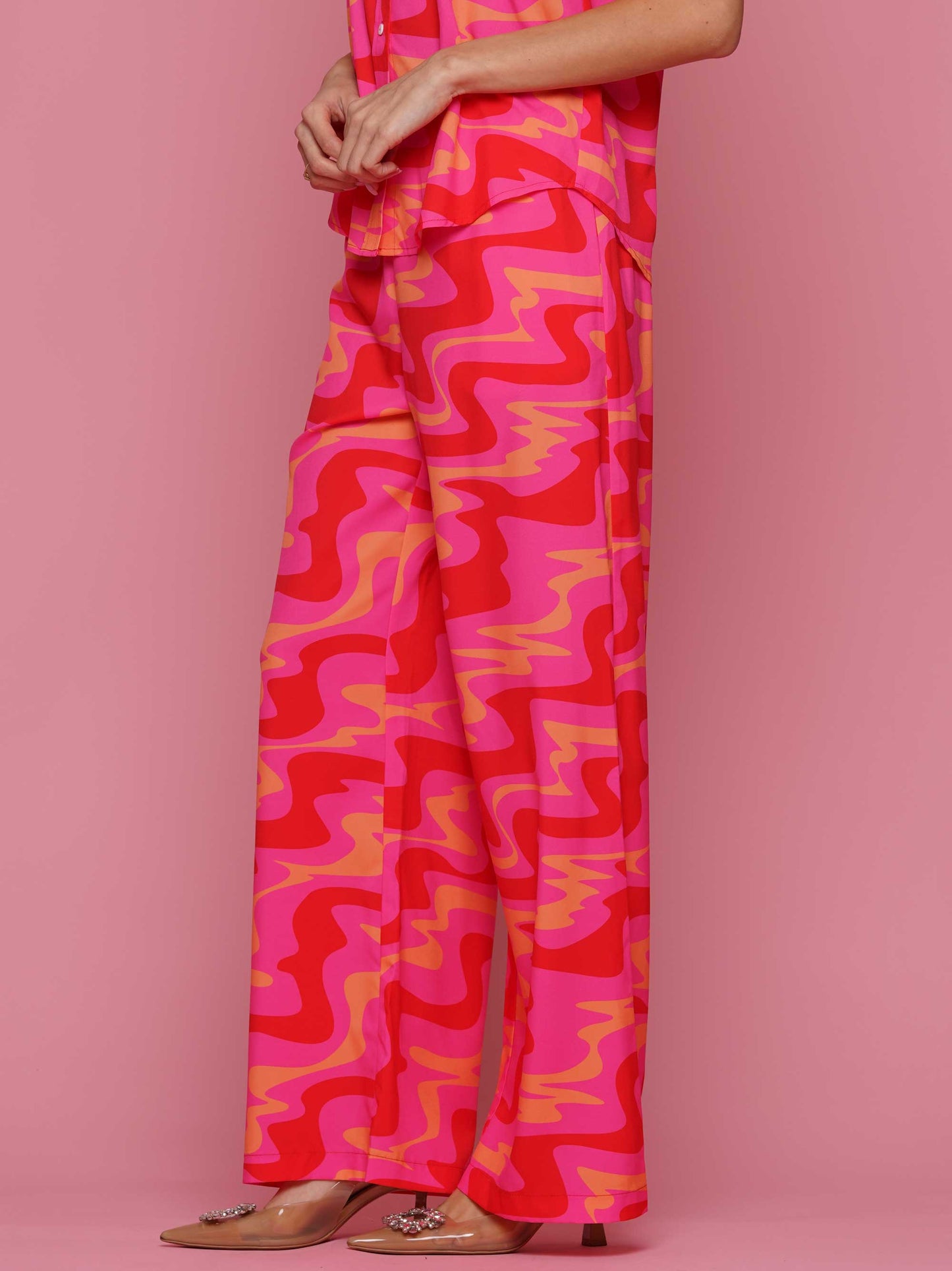 Wavy Print Top & Pants Set