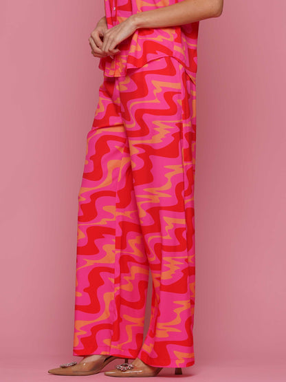 Wavy Print Top & Pants Set