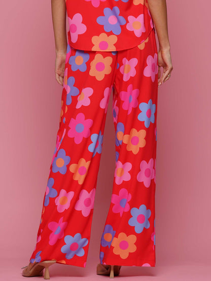 Flower print top and pants set