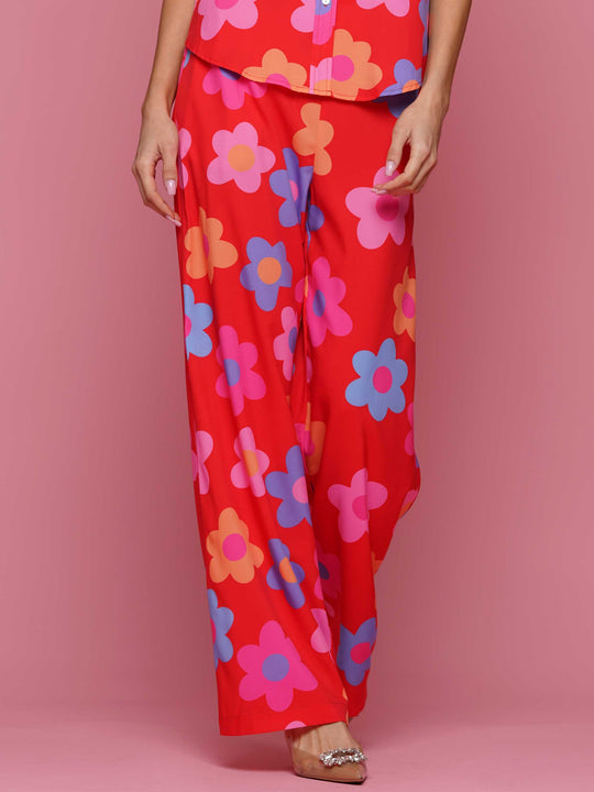 Flower print top and pants set