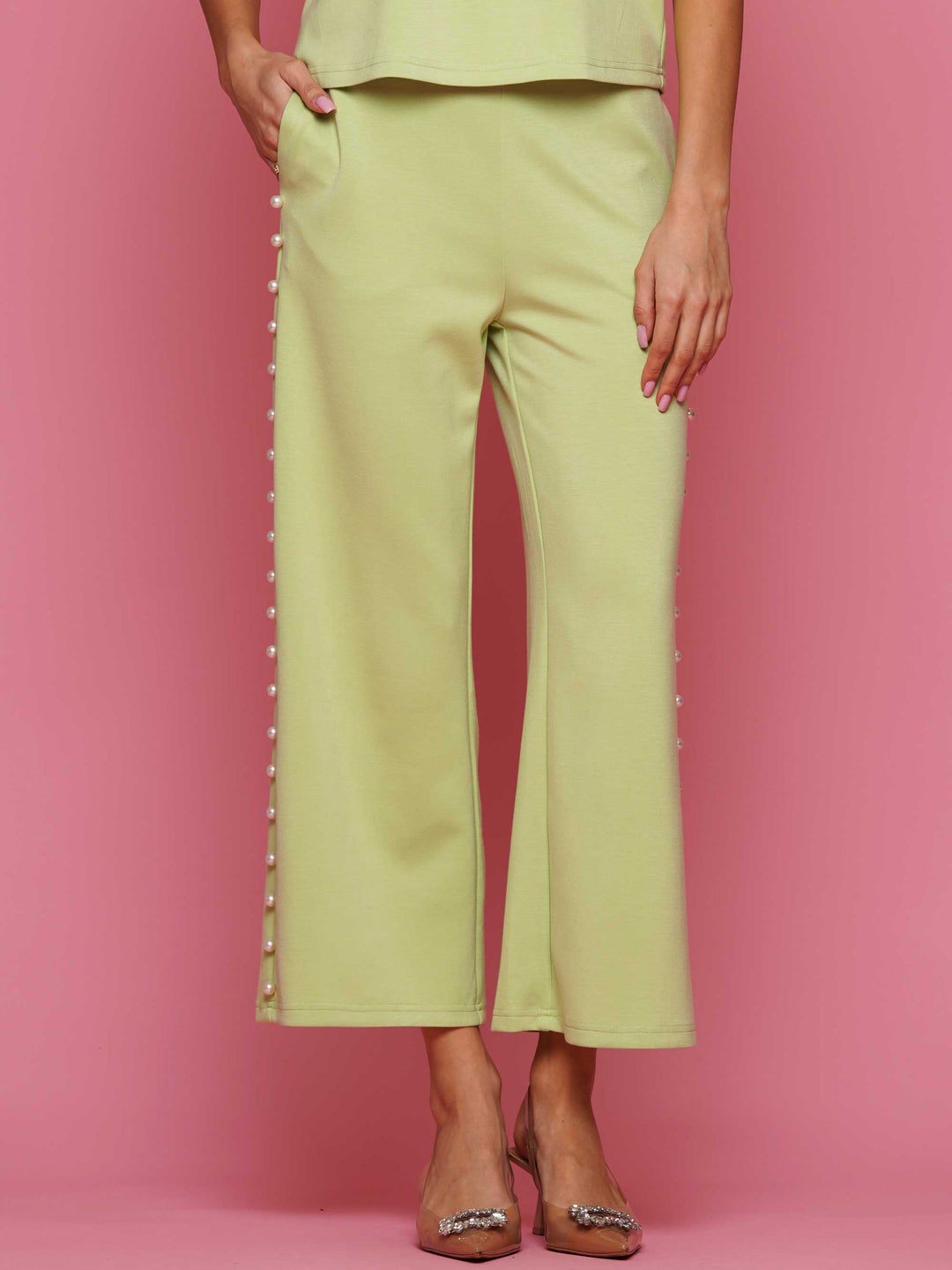 Soft lyocell top & pant 2-Piece set with lined peal trim