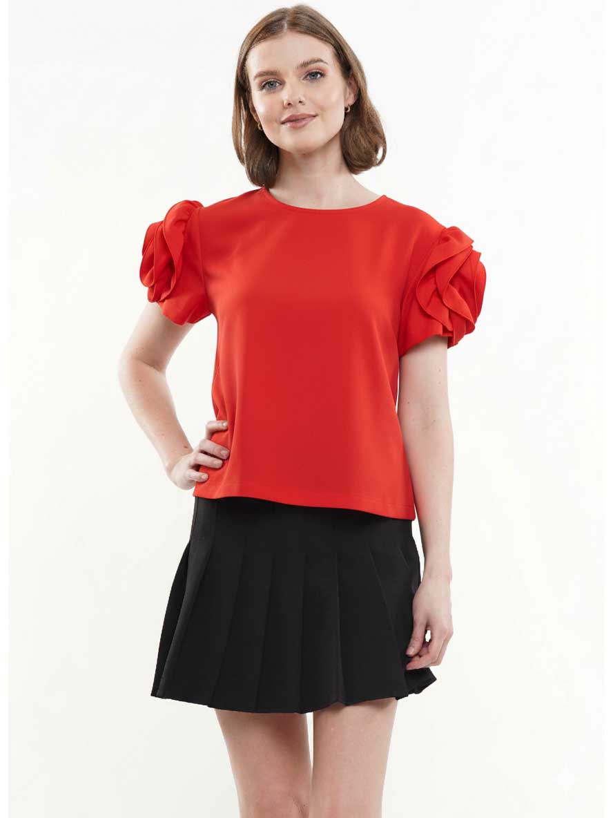 3D Flower Short Sleeve Top