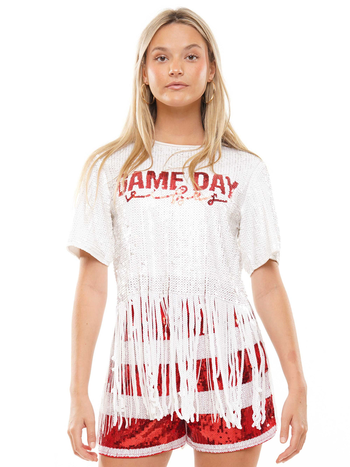 Gameday Fringe Sequin Top