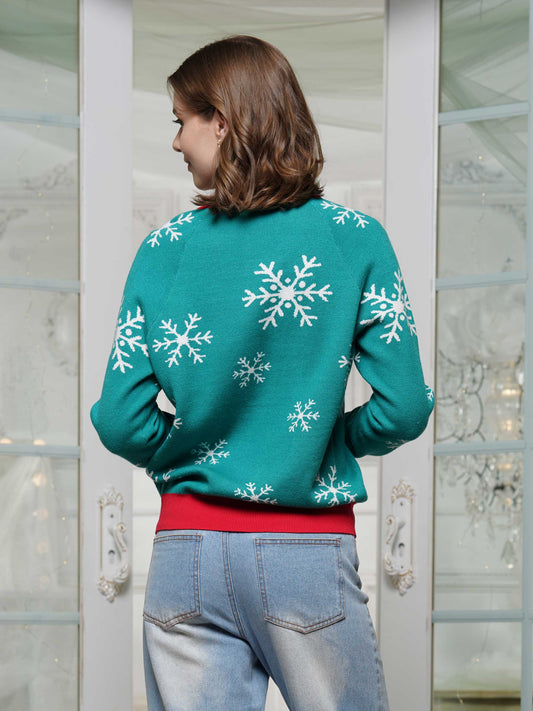 Snowflake holiday sweater with bow