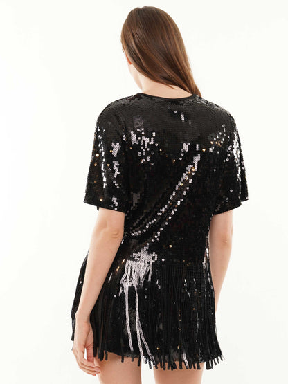 Gameday Fringe Sequin Top