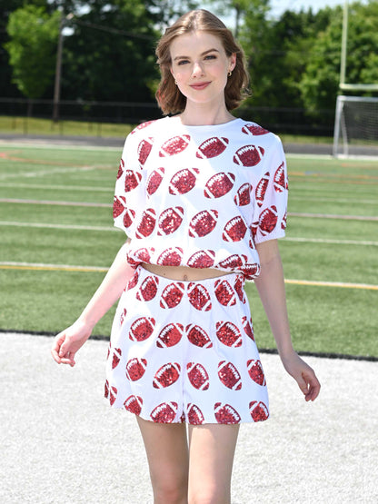 Superball Sequin Pattern Crop Top & Shorts Set