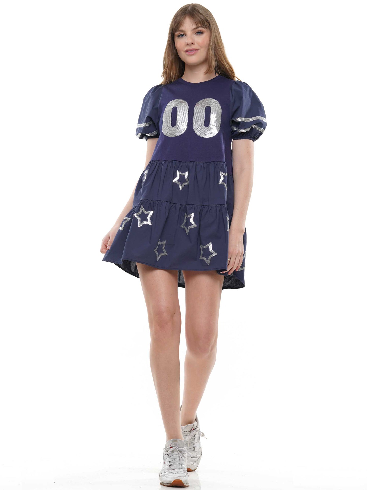 Poplin baby doll dress double 00 jersey