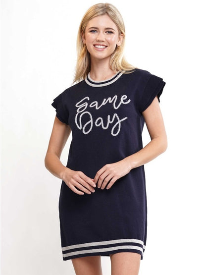 Gameday Ruffled Sleeve Knit Dress