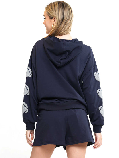Football Chenille Hoodie & Shorts Set